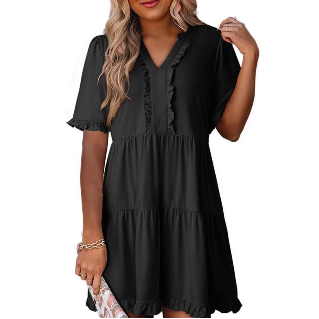 Shiela | Casual V-Hals Mini Kjole