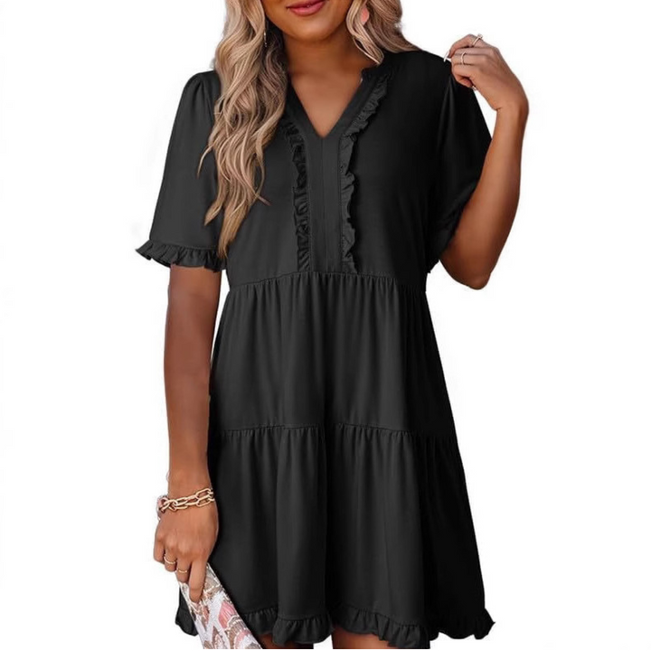 Shiela | Casual V-Hals Mini Kjole
