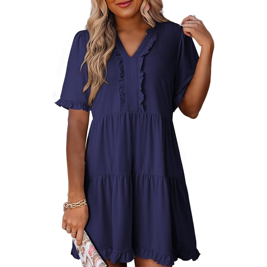 Shiela | Casual V-Hals Mini Kjole
