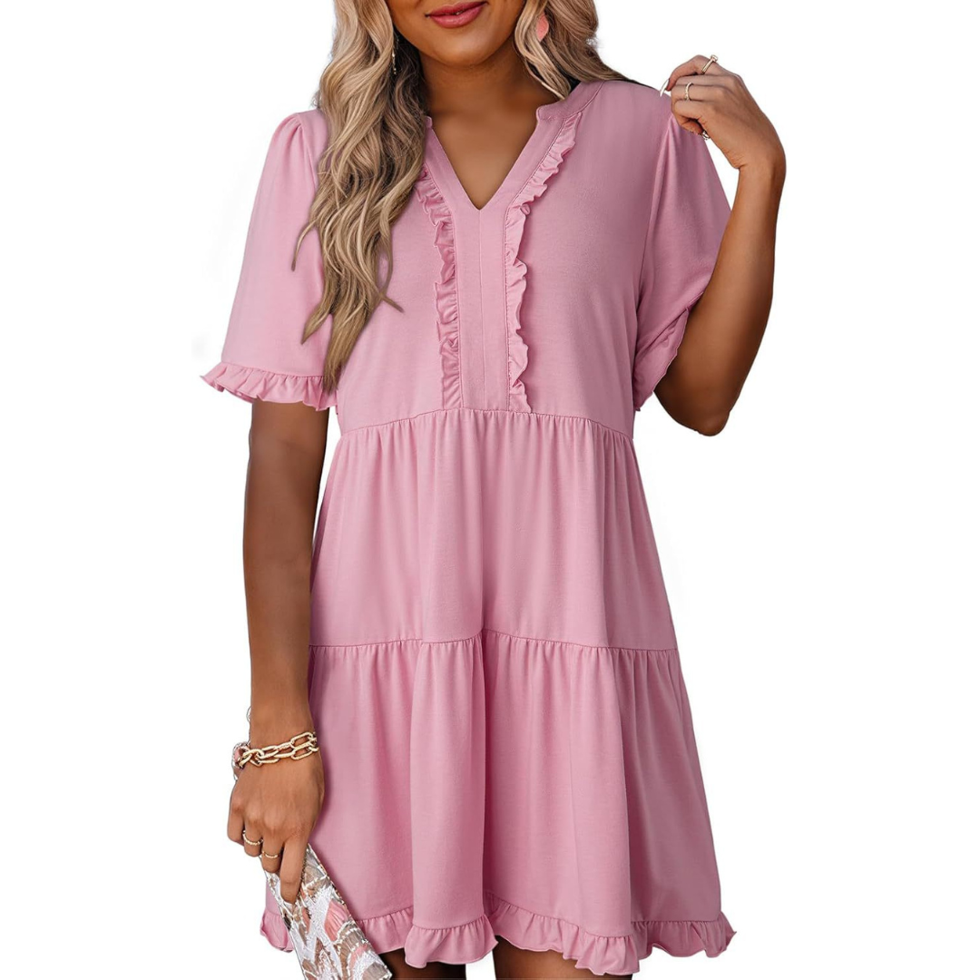 Shiela | Casual V-Hals Mini Kjole