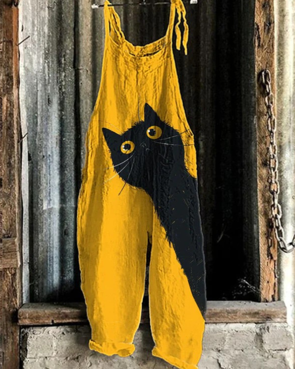 Abigail | Klassisk Letvægts Kat Print Jumpsuit