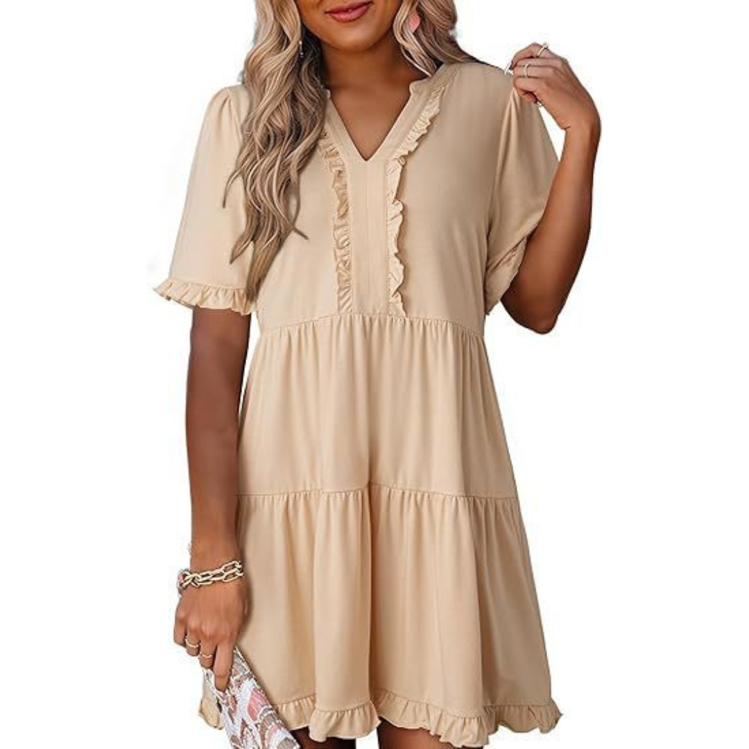 Shiela | Casual V-Hals Mini Kjole