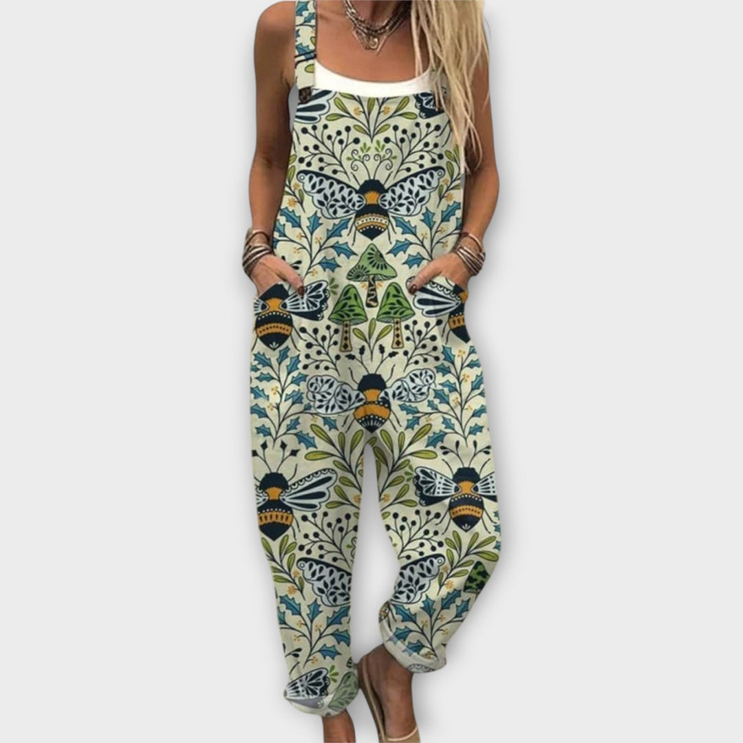 Noelle | Retro Elegant Blomsterprint Jumpsuit