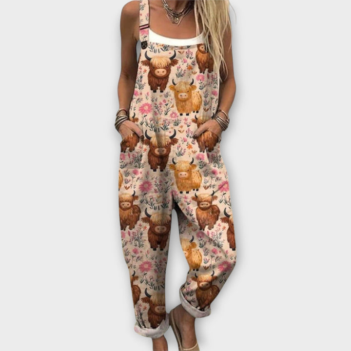Noelle | Retro Elegant Blomsterprint Jumpsuit