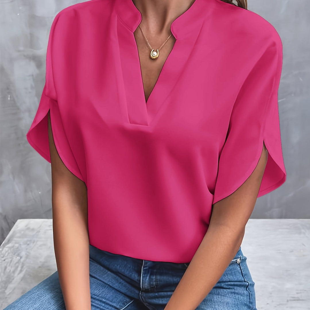 Nicole | Elegant Draperet V-Hals Bluse