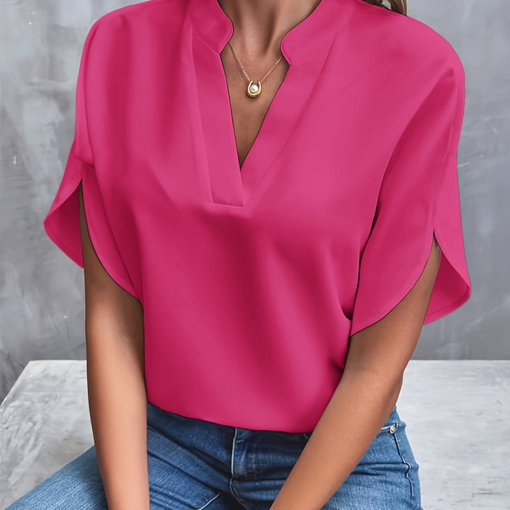 Nicole | Elegant Draperet V-Hals Bluse