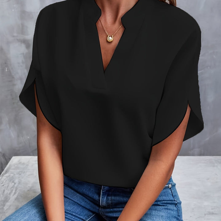 Nicole | Elegant Draperet V-Hals Bluse