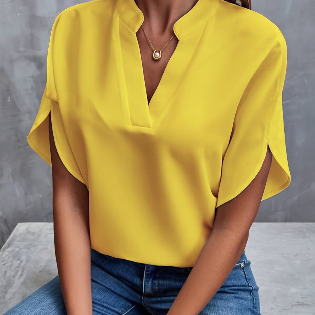 Nicole | Elegant Draperet V-Hals Bluse