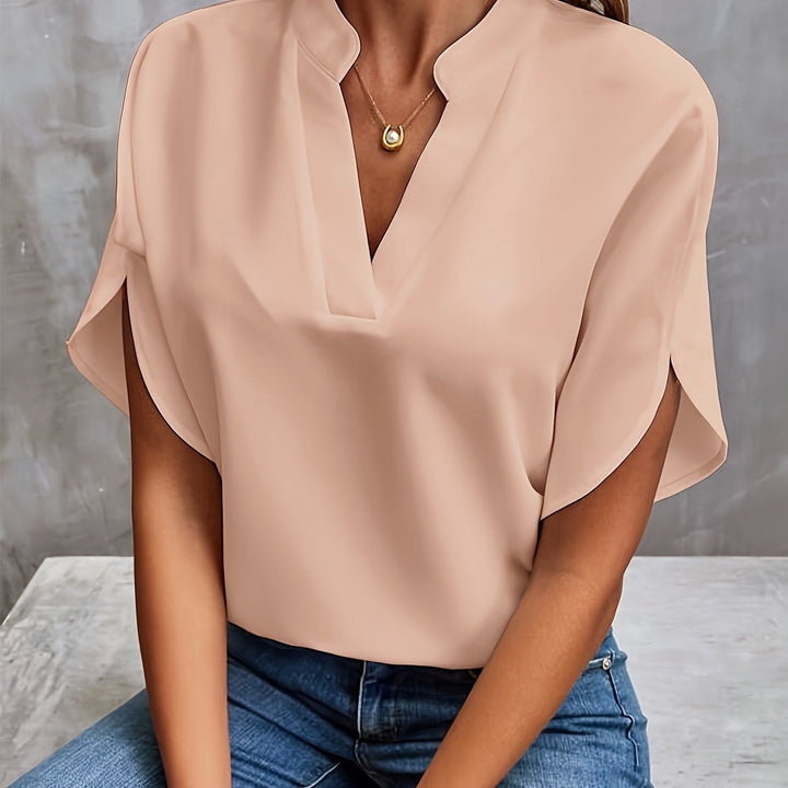 Nicole | Elegant Draperet V-Hals Bluse