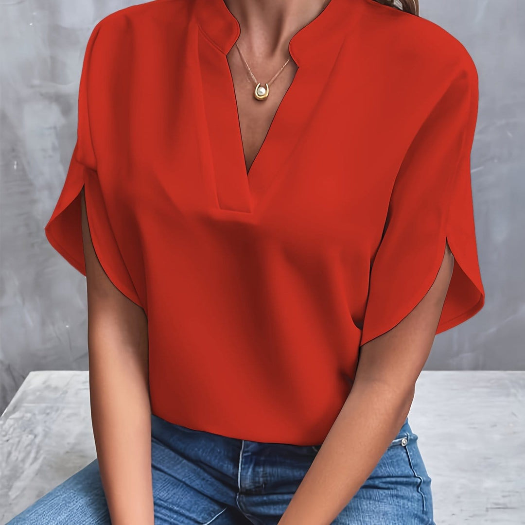 Nicole | Elegant Draperet V-Hals Bluse