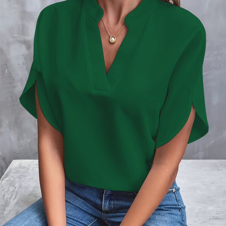 Nicole | Elegant Draperet V-Hals Bluse