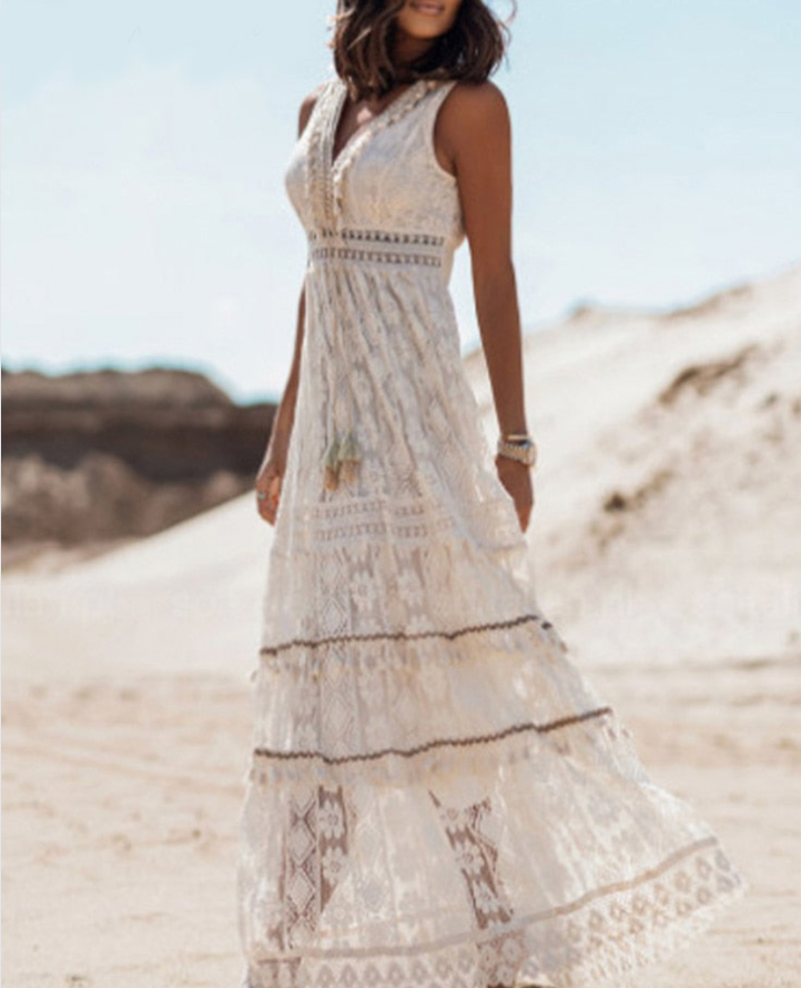 Isabelle | Kvinders Sommerkjole Boho Maxi | Strand Casual