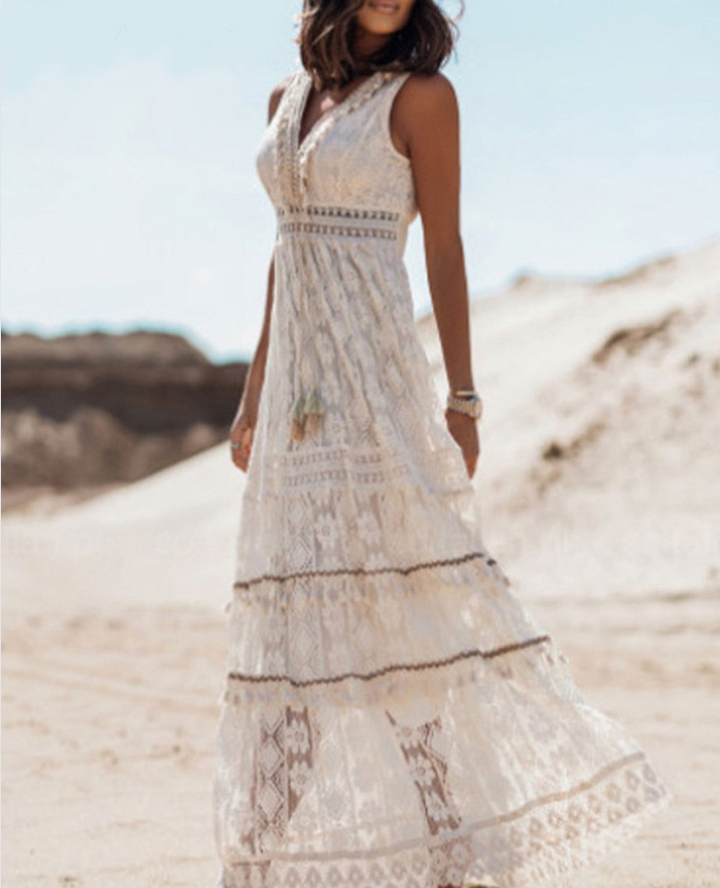 Isabelle | Kvinders Sommerkjole Boho Maxi | Strand Casual