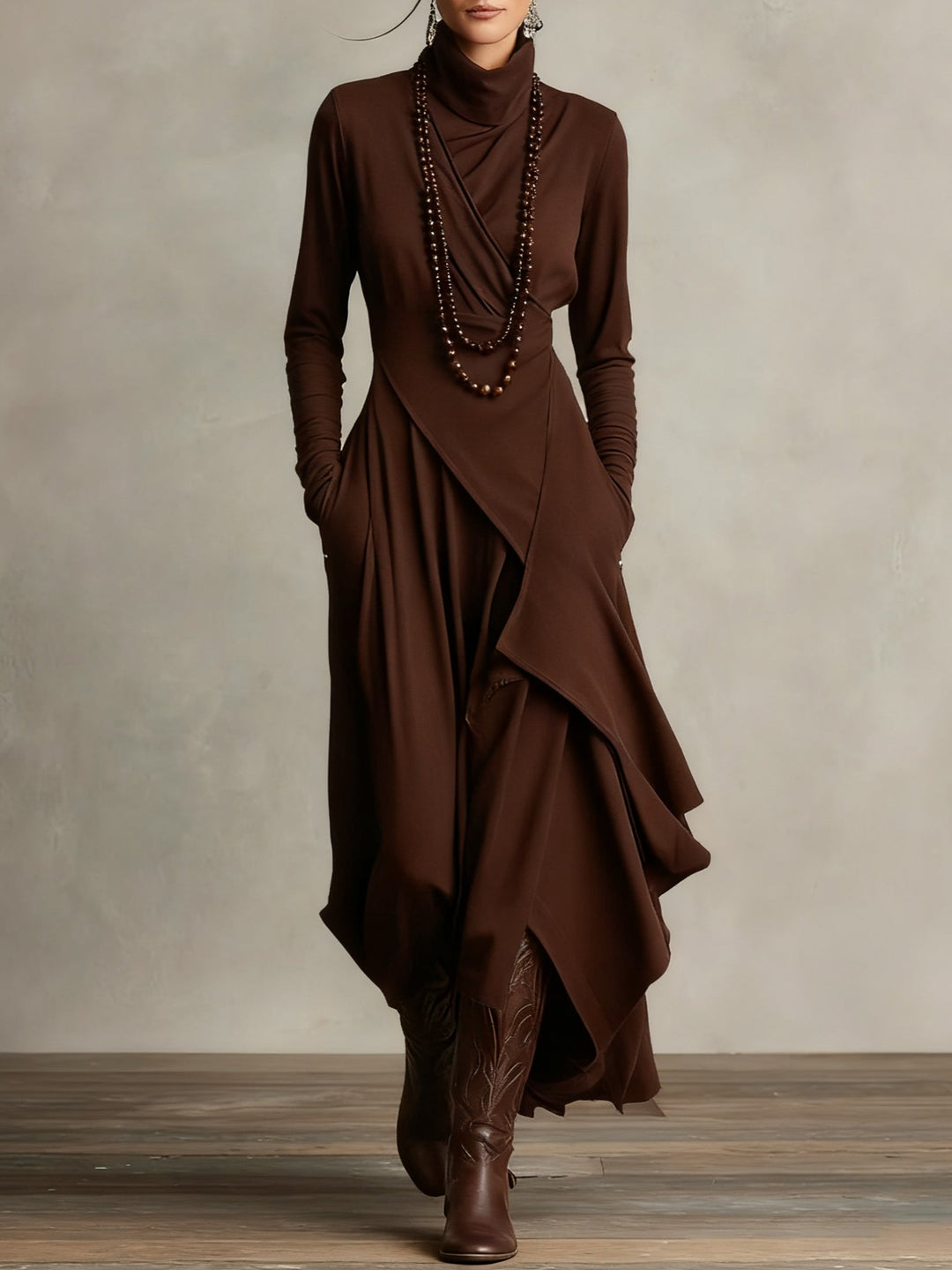 Sierra | Elegant Højhalset Maxi Kjole