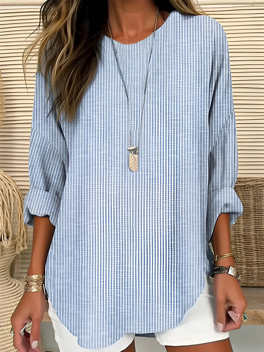 Madison | Chic Stribet Silhuet Bluse