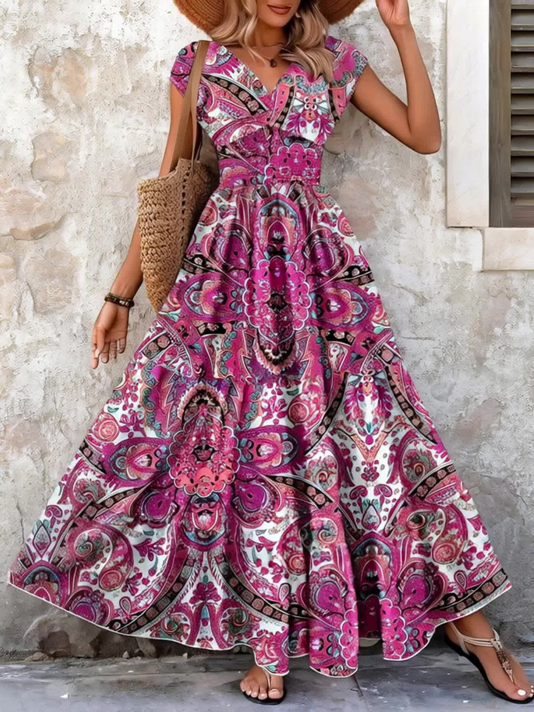 Roberta | Bohemian Paisley Maxi Kjole