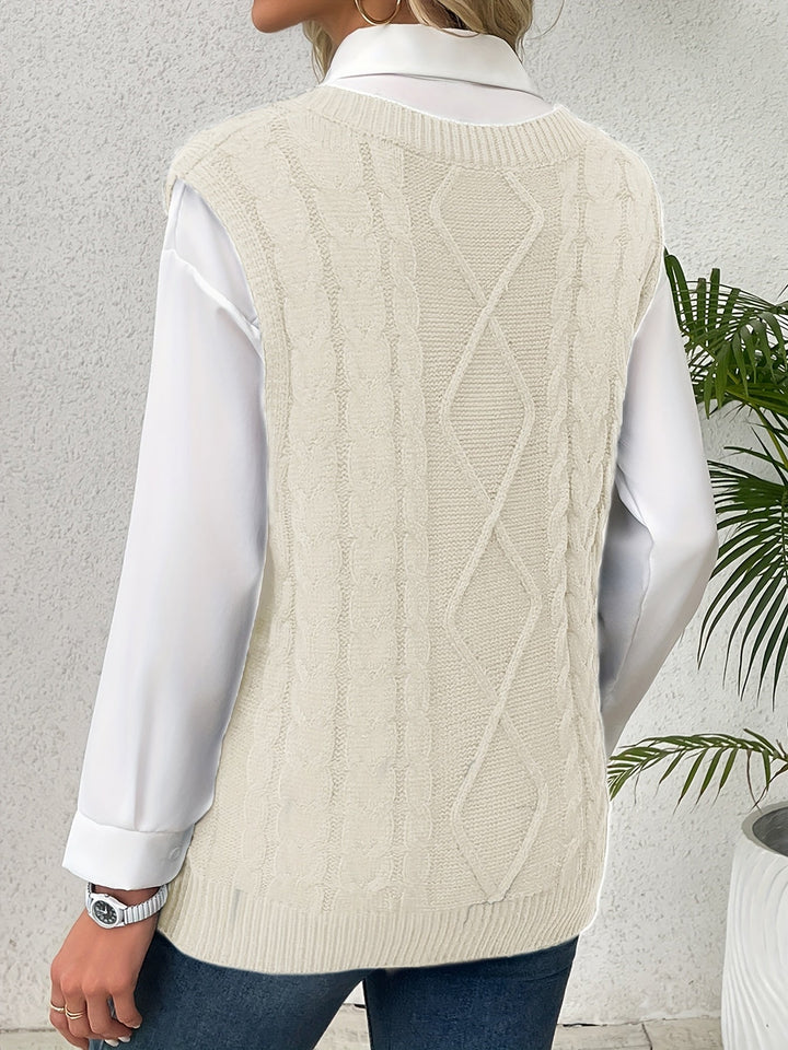 Cora | Cozy Cable-Knit V-Hals Sweater Vest