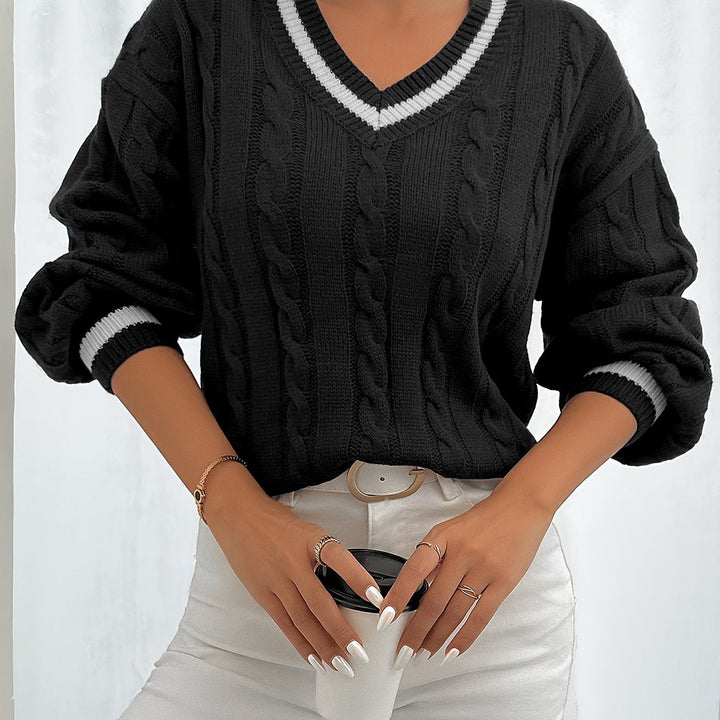 Camryn | Kabelstrikket V-Hals Sweater