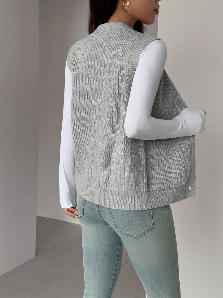 Miriam | Knappet V-Hals Strikvest