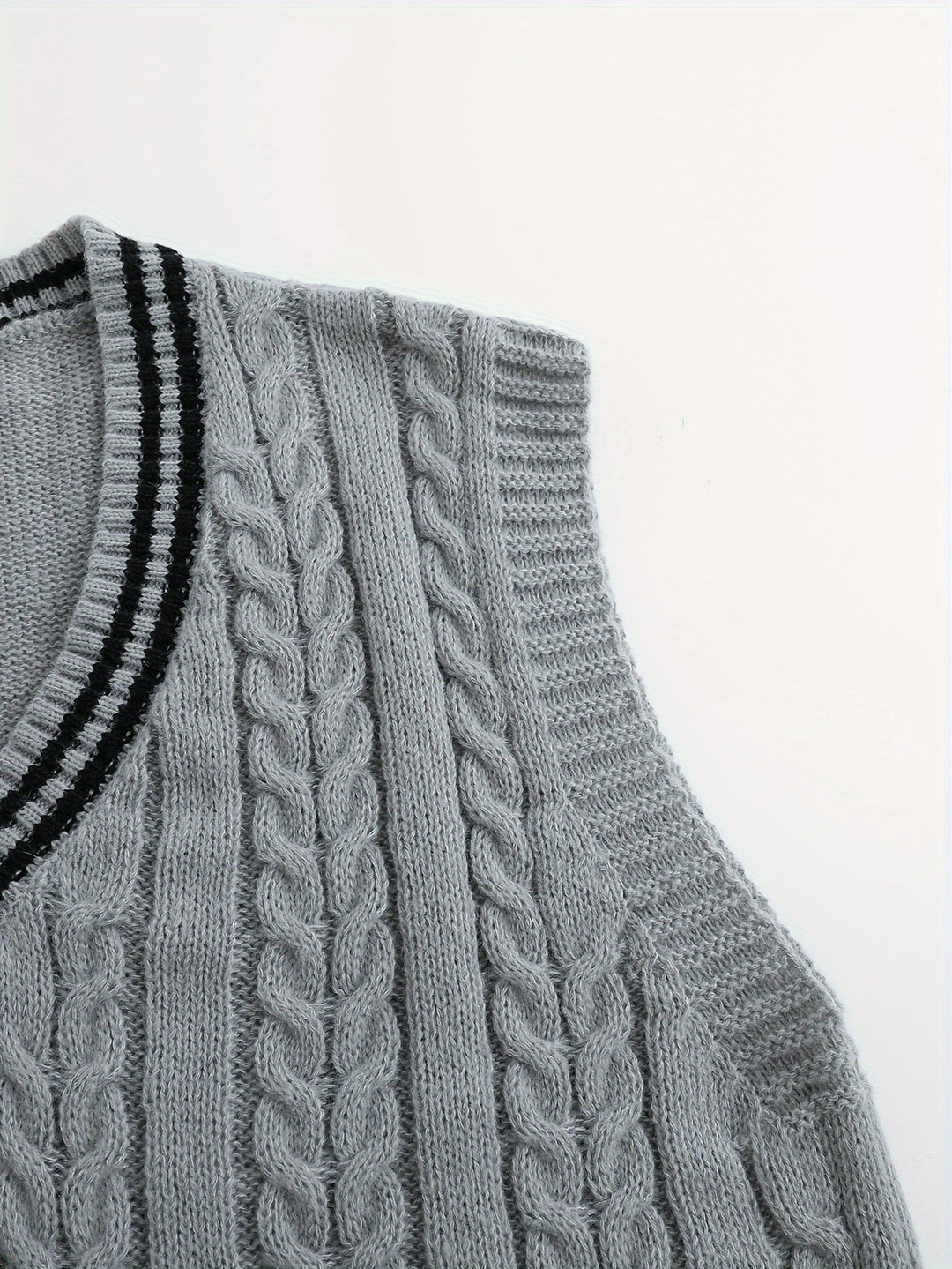Gideon | Kabelstrikket V-hals Sweater Vest