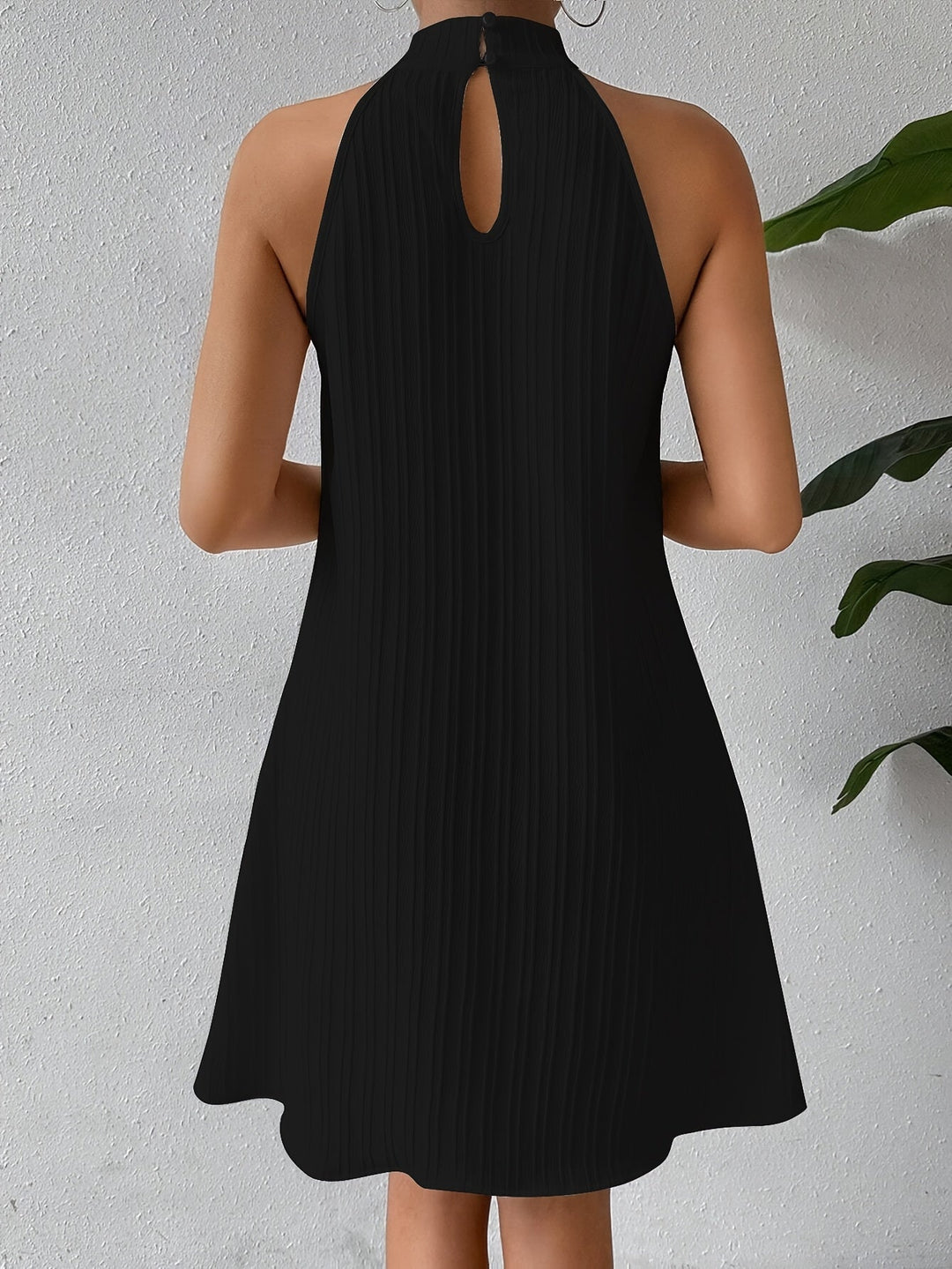 Talia | Tekstureret Halterneck Mini Kjole