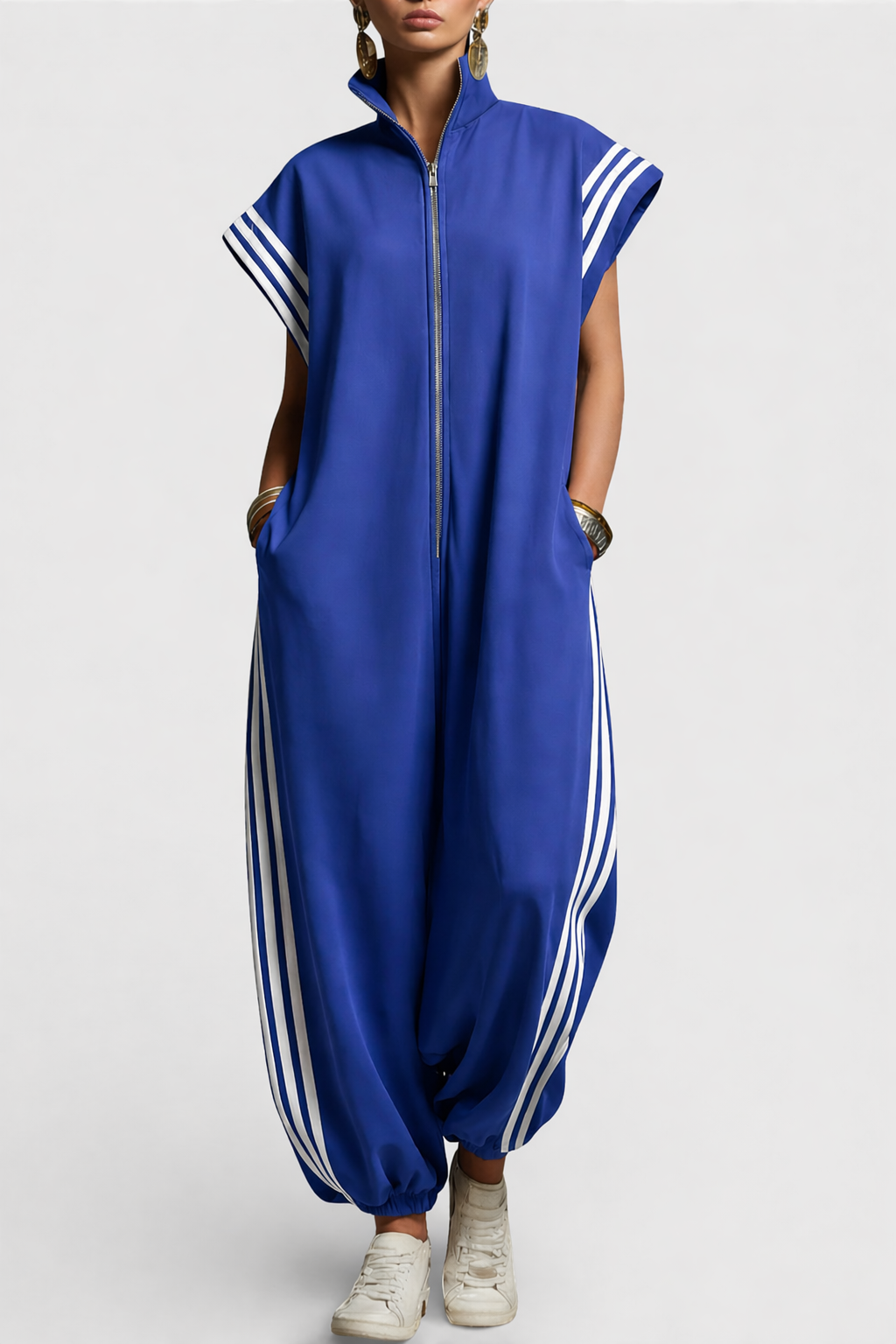 Valentina | Stilfuld ærmeløs lynlås jumpsuit