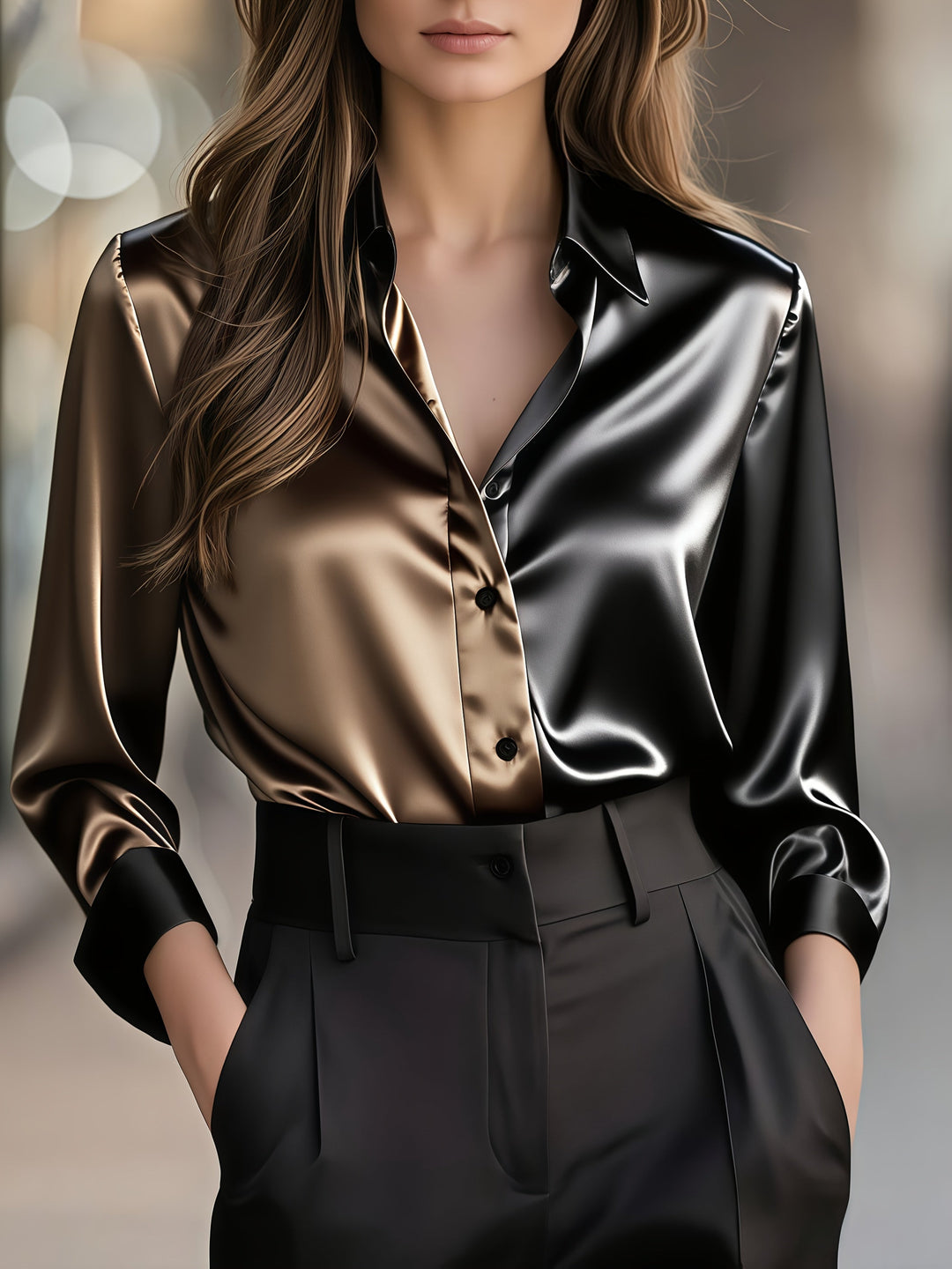 Helene | Raffineret Farveblok Bluse
