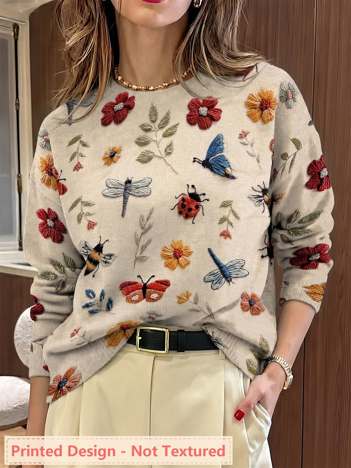 Elsie | Botanisk Print Crewneck Sweater
