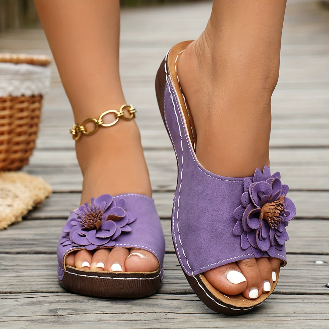 Melanie | Blomster Komfort Wedge Sandaler