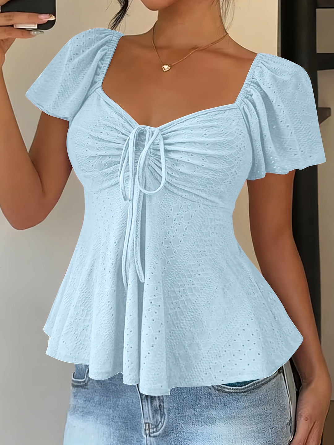 Josephine | Flutter-Ærme Peplum Top