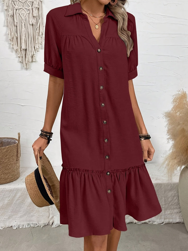 Maevelle | Knapdetaljeret Boho Midi Kjole