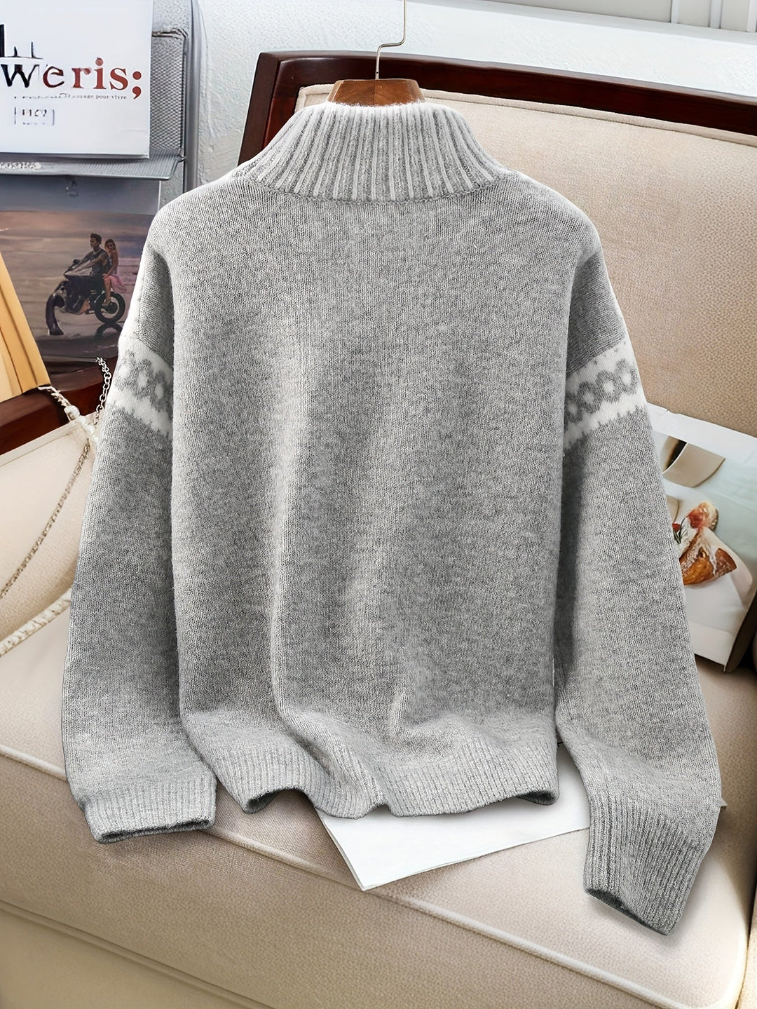 Corinna | Kontrast-Bånd Mock-Neck Sweater