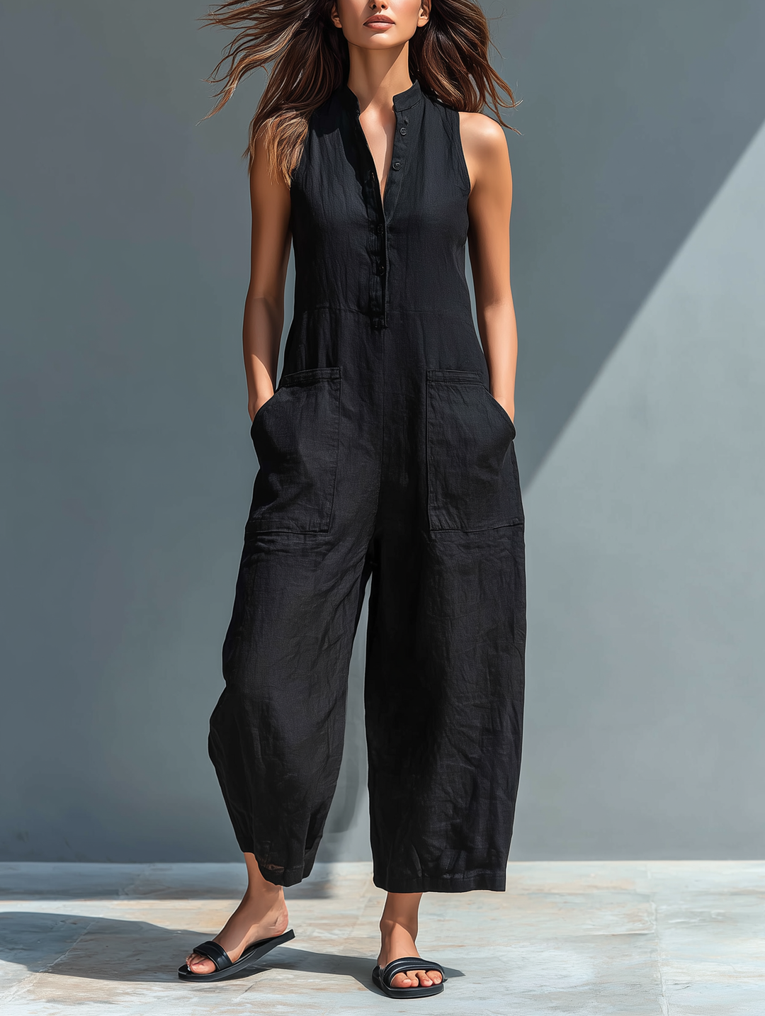 Debra | Elegant Ærmeløs Ensfarvet Jumpsuit