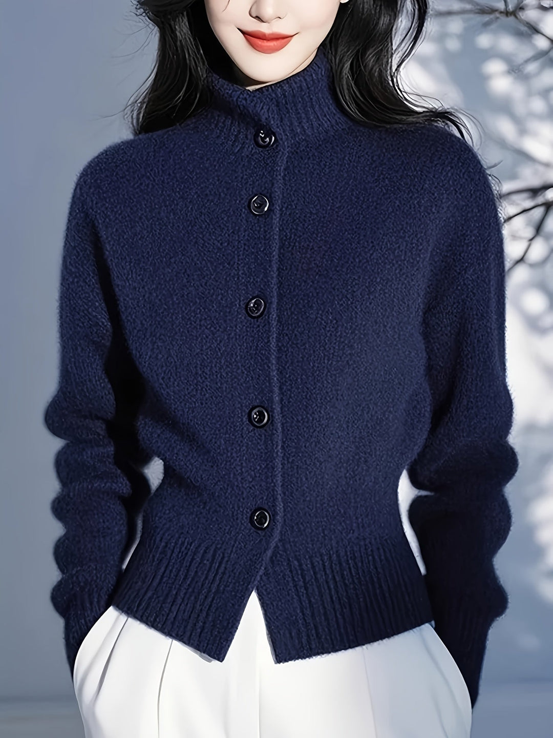 Margot | Højhalset Knap Cardigan
