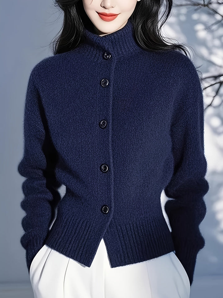 Margot | Højhalset Knap Cardigan