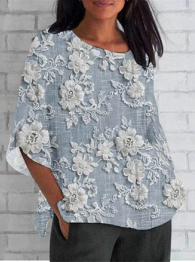 Miriam | Vintage Floral Afslappet Bluse