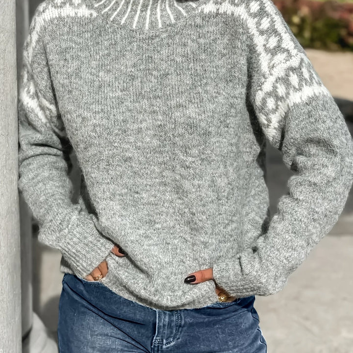 Corinna | Kontrast-Bånd Mock-Neck Sweater
