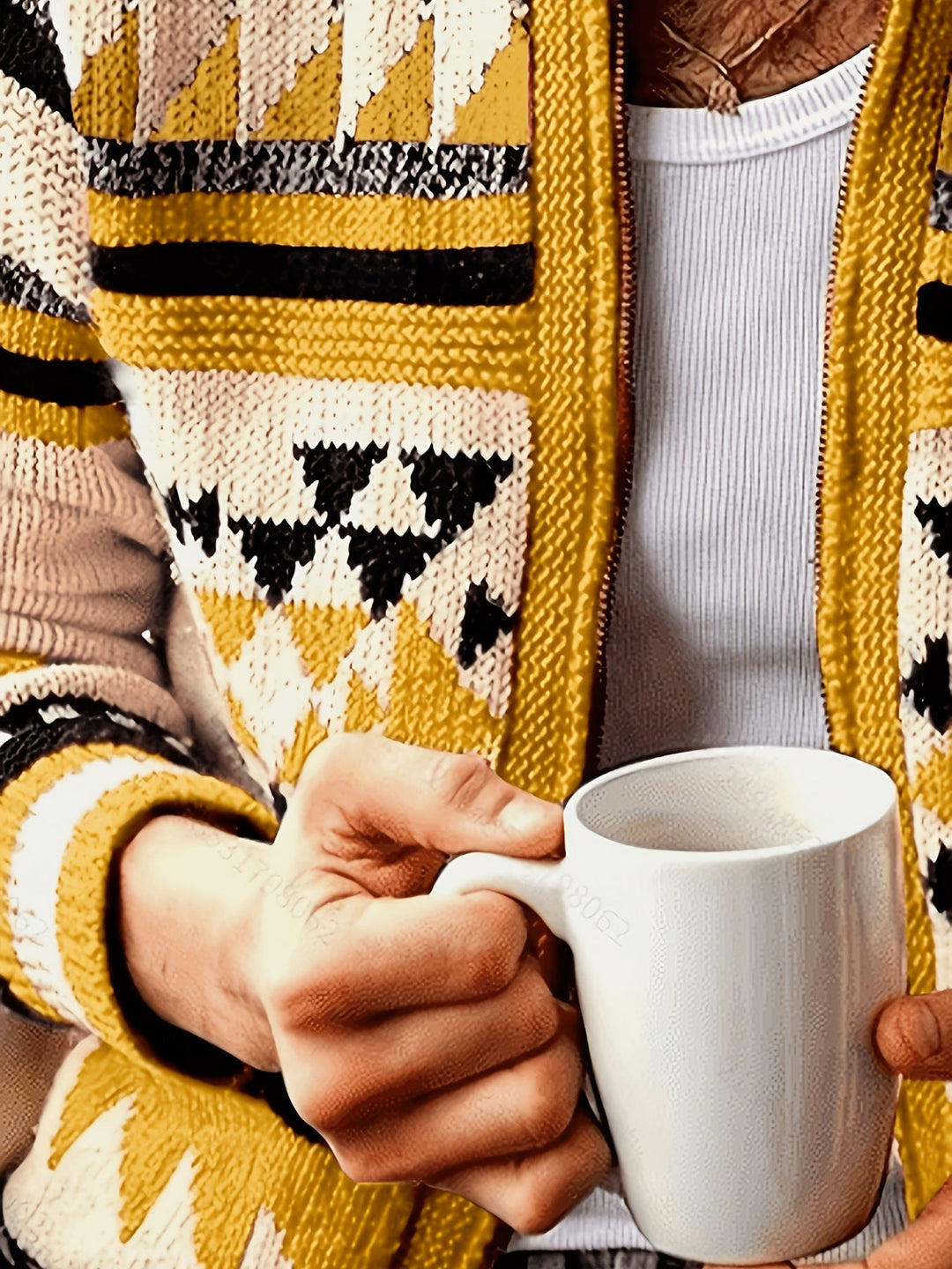 Callum | Mønstret Zip-Up Cardigan