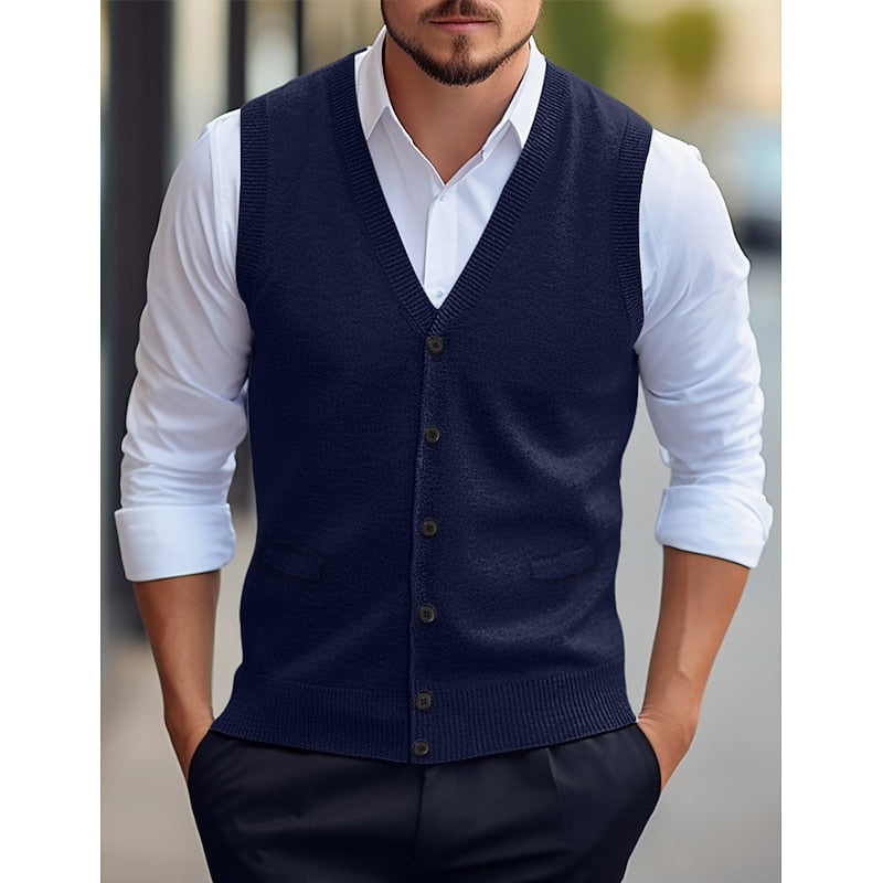 Leonard | Knappet V-Hals Sweater Vest