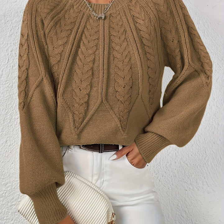 Cassidy | Kabelstrikket Rundhalset Sweater