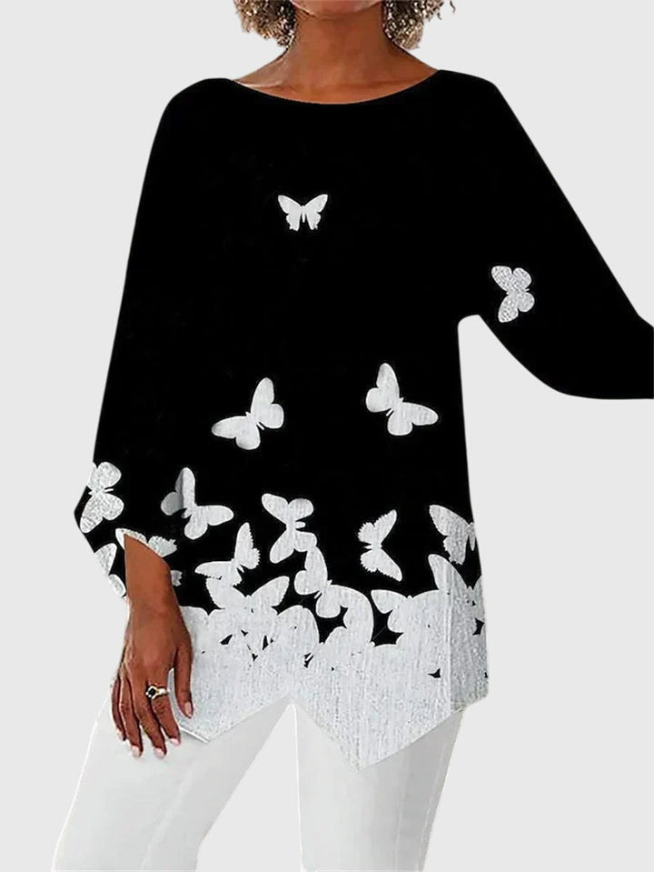 Kathleen | Shimmer Butterfly Langærmet Top