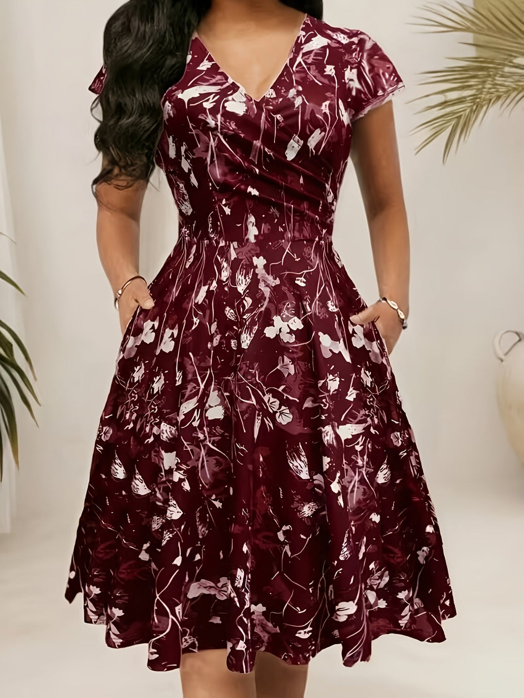 Katherine | Floral A-Line Lomme Kjole