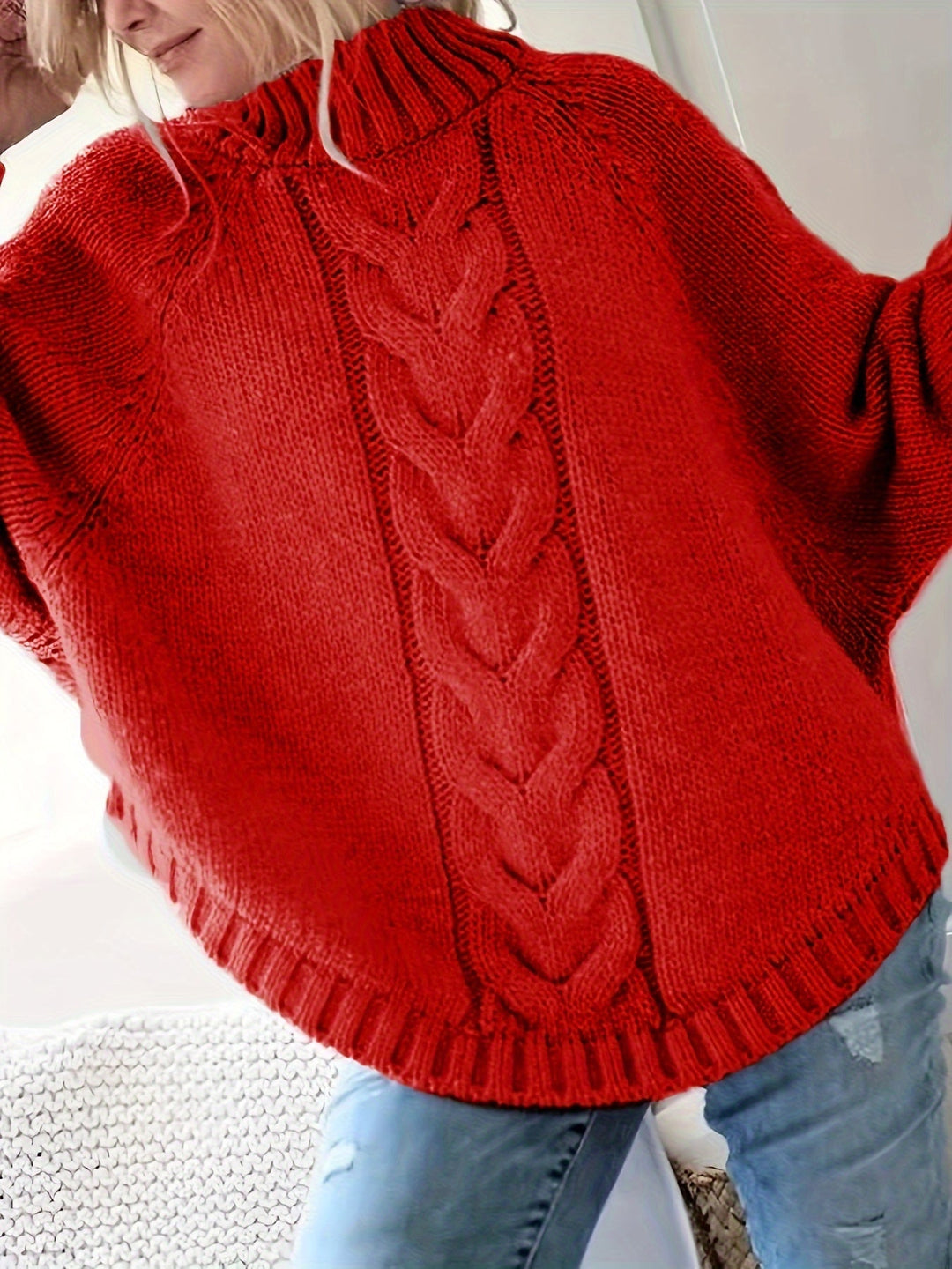 Gwendolyn | Kabelstrikket Højhalset Sweater