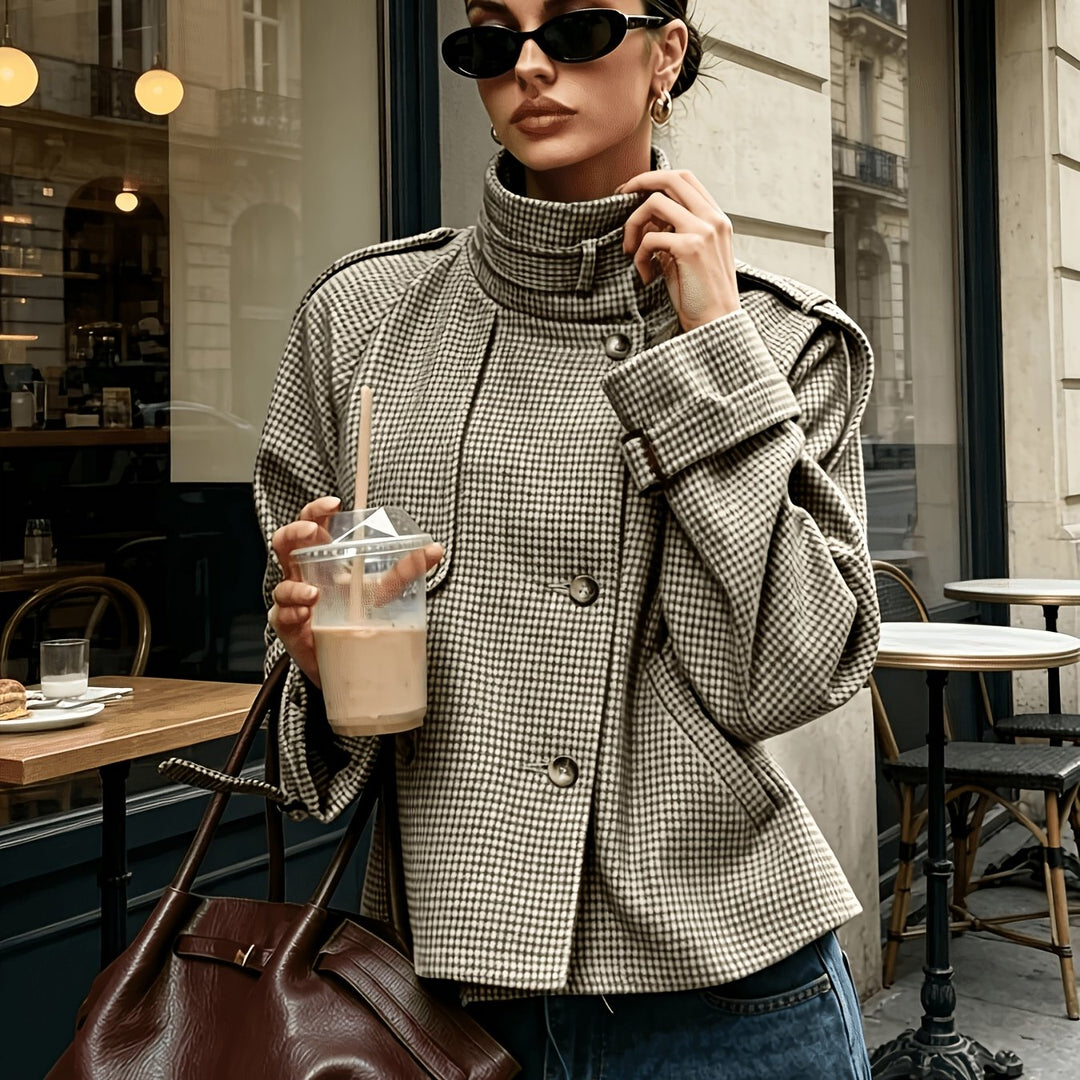 Marguerite | Jakke med Ståkrave i Houndstooth