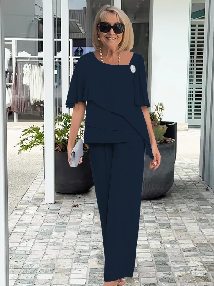 Caroline | Elegant Sæt med Bred Ærme og Bukser