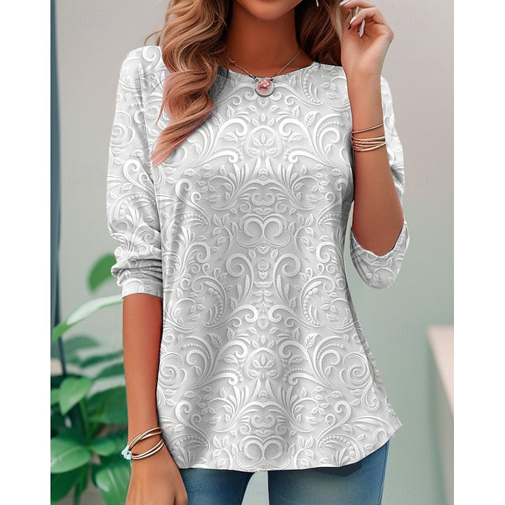 Noelle | Elegant Blomster Langærmet Tunika Top