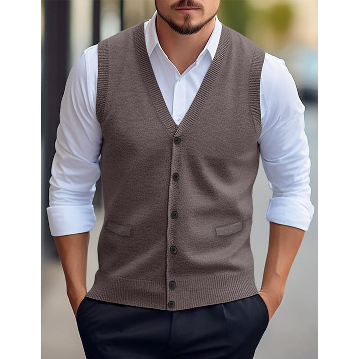 Leonard | Knappet V-Hals Sweater Vest