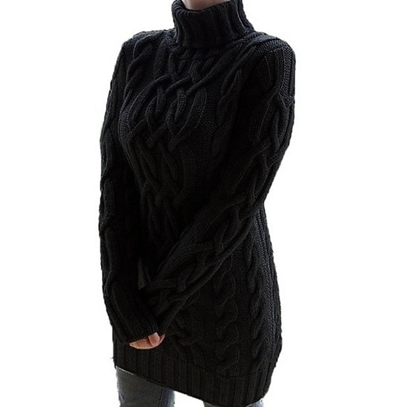 Thea | Kabelstrikket Turtleneck Sweater Kjole