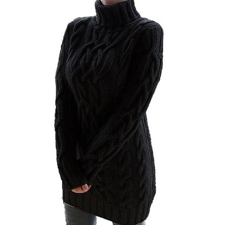 Thea | Kabelstrikket Turtleneck Sweater Kjole