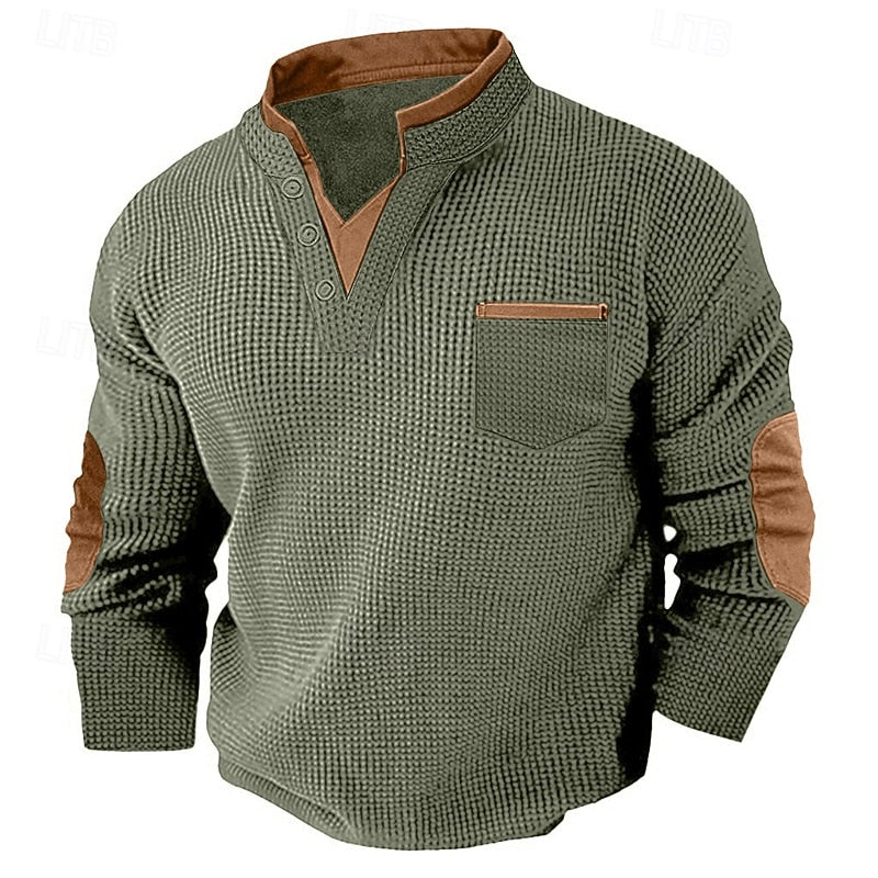 Russell | Tekstureret Waffle Henley Skjorte